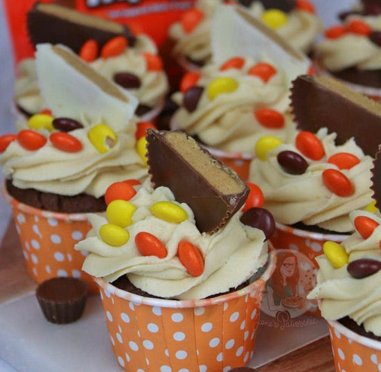 GF Chocolate Cupped Cake with Peanut Butter Frosting