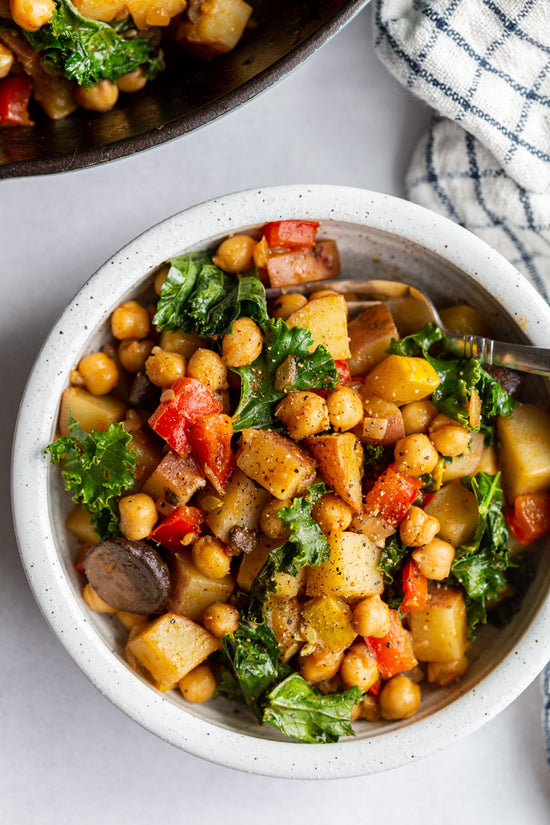 Chickpea Garden Hash with veggies from our garden