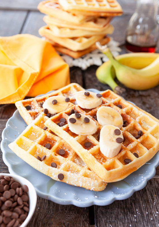 Gluten Free Banana Chocolate Chip Waffles