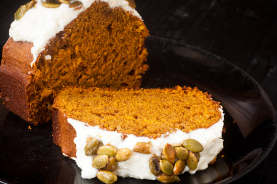Mini gf pumpkin loaf cake with cream cheese icing.