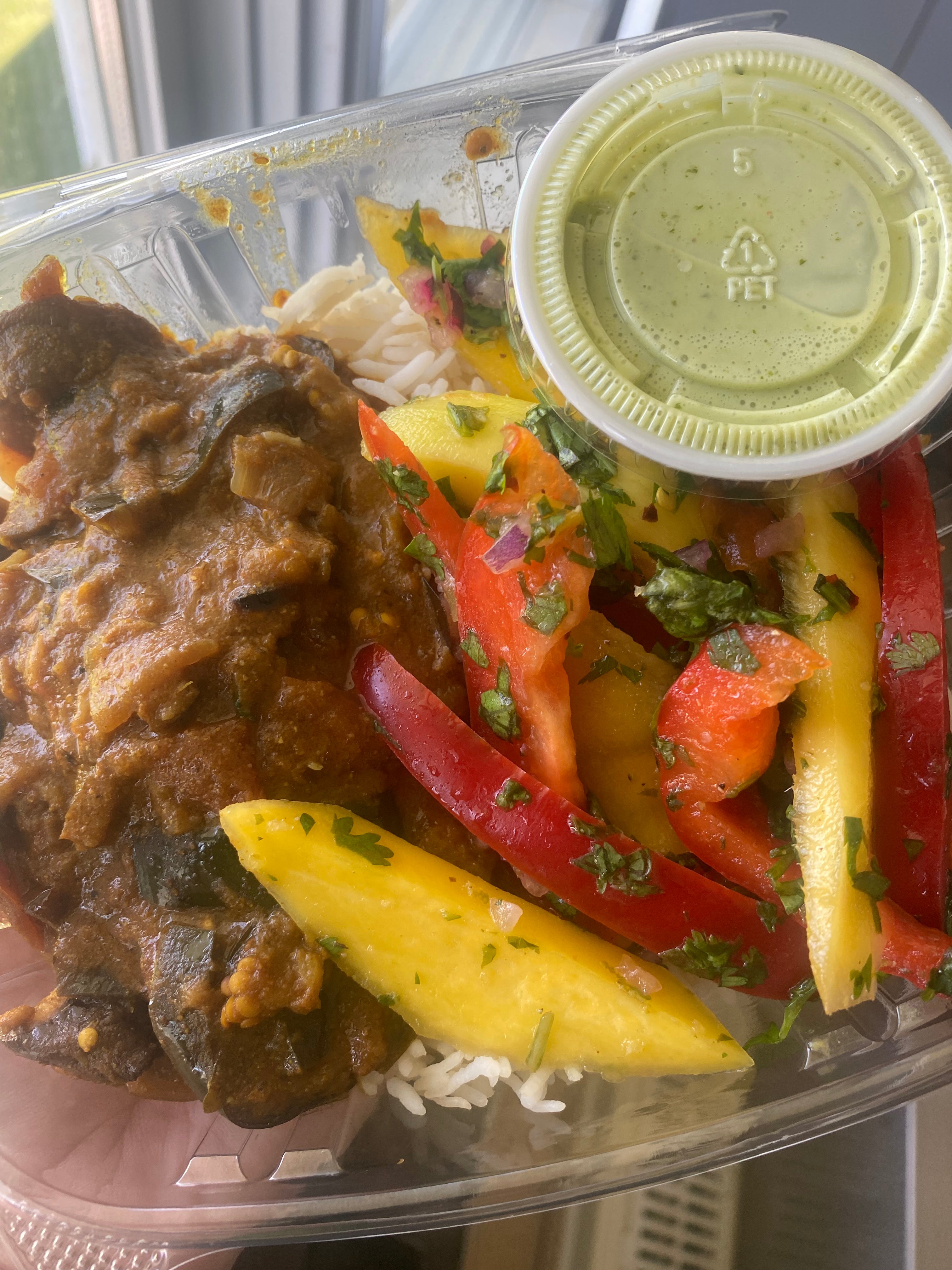 Eggplant curry with mango salad. – CornerstoneOrganics