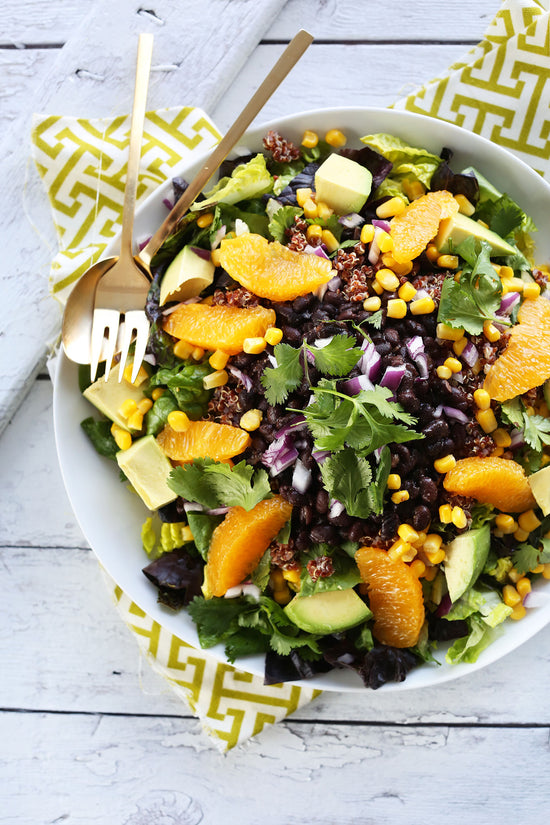 Black bean quinoa salad with orange lime dressing